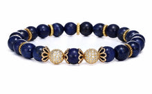 The "Deep Blue" Marble Beads Charm Bracelet