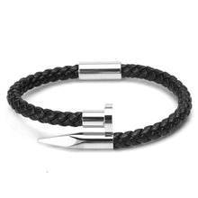 The Classic "Black Mamba" Stainless Steel Woven Leather Bracelet