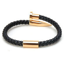 The Classic "Black Mamba" Stainless Steel Woven Leather Bracelet