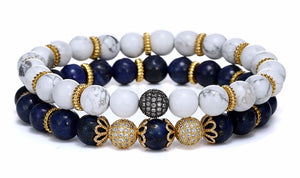 The "White Clouds" and "Black Clouds" Marble Beads Charm Bracelet