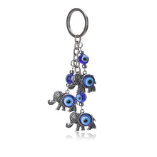 Blue Evil Eye Elephant Charms Keychain